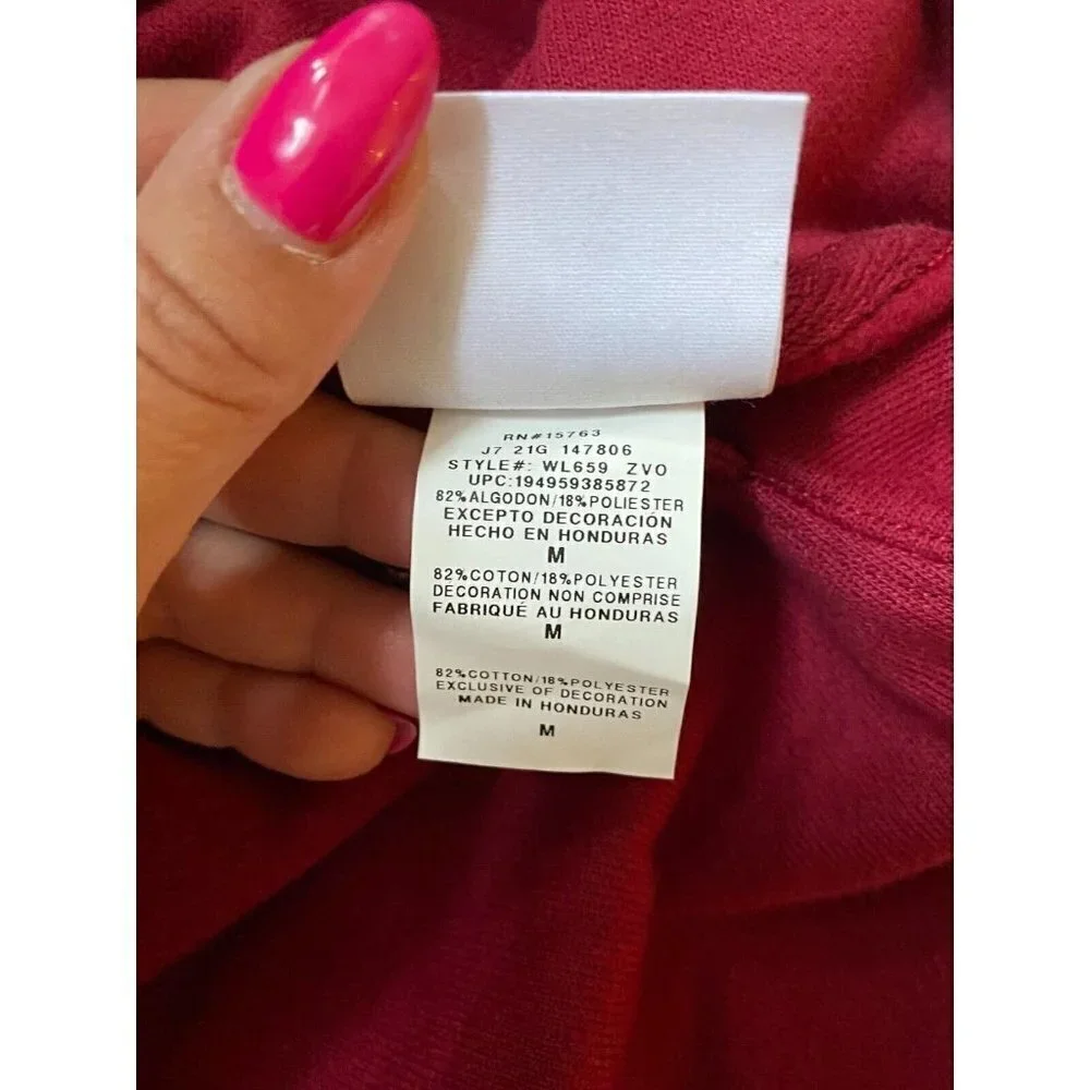 CHAMPION Women BNWOT Hooded Burgundy Cropped Sweater New Medium Frayed Hem - Picture 7 of 7